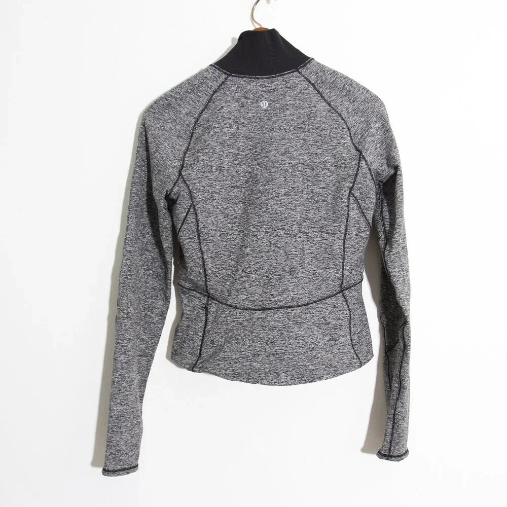 Lululemon Always Alert 1/2 Zip Pullover Heathered Black Gray Rulu Fleece Size 6